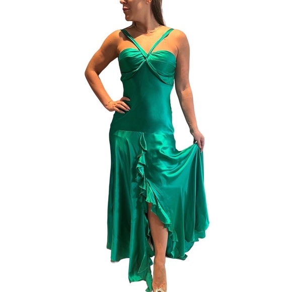 Jovani Silk Gown Green - Picture 2 of 7